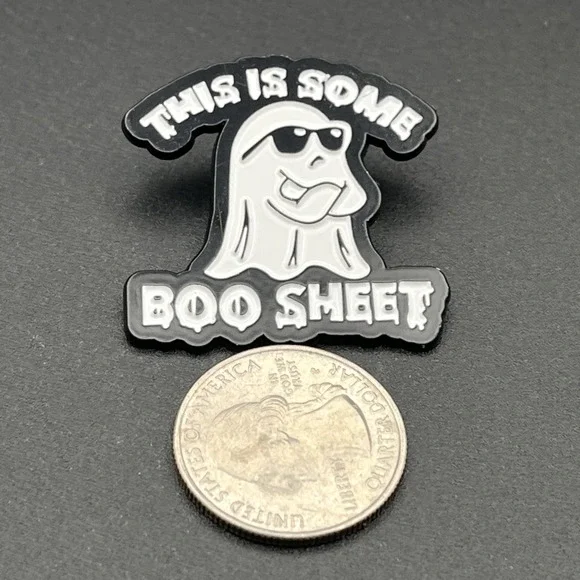This‎ Is Some Boo Sheet Ghost Halloween Funny Novelty Lapel Hat Pin - Picture 2 of 3